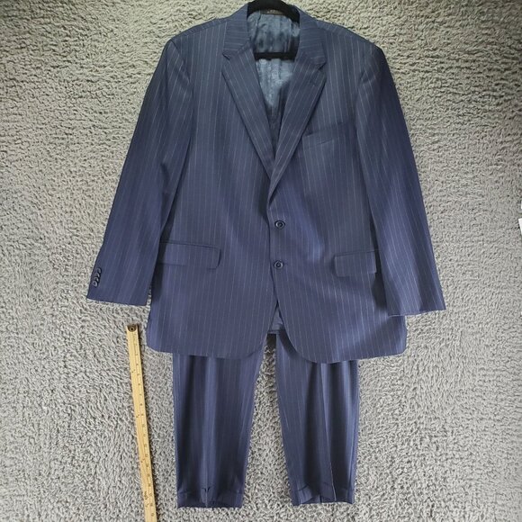 Jos. A. Bank Suit Mens 48R 43x28 Navy Blue Pinstriped Wool Reserve Two Piece - Picture 1 of 16